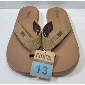 Flojos Men's Memory Foam Flip Flop Sandals Brown, Size 13M US